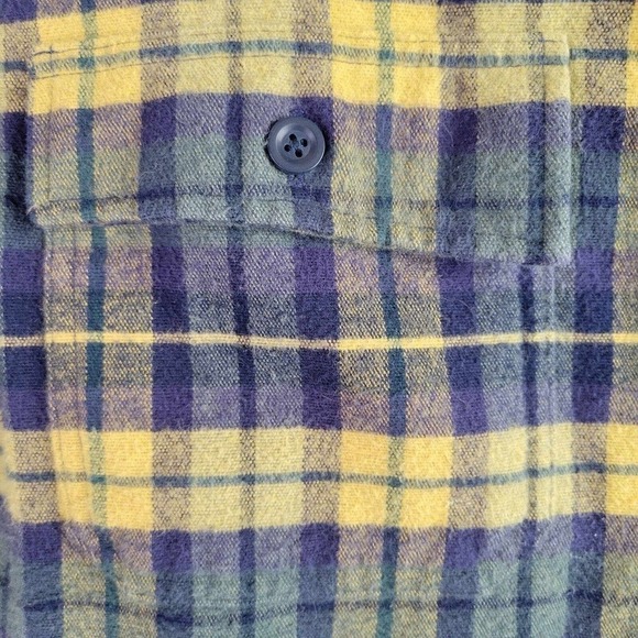 LL Bean Flannel Shirt Mens Plaid Button Down Long Sleeve Size Medium M Yellow - Picture 4 of 10